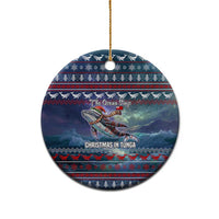 Tonga Christmas Ceramic Ornament with Singing Whale Ocean Scene National Coat of Arms - Polynesian Pride