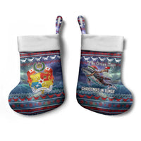 Tonga Christmas Stocking with Singing Whale Ocean Scene National Coat of Arms - Polynesian Pride