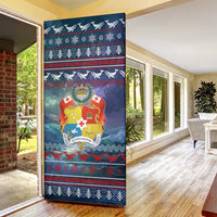 Tonga Christmas Door Cover with Singing Whale Ocean Scene National Coat of Arms - Polynesian Pride