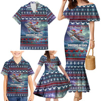 Tonga Christmas Family Matching Mermaid Dress and Hawaiian Shirt with Singing Whale Ocean Scene National Coat of Arms - Polynesian Pride