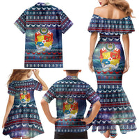 Tonga Christmas Family Matching Mermaid Dress and Hawaiian Shirt with Singing Whale Ocean Scene National Coat of Arms - Polynesian Pride
