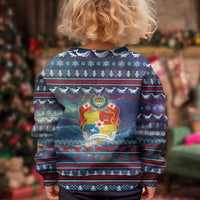 Tonga Christmas Kid Ugly Christmas Sweater with Singing Whale Ocean Scene National Coat of Arms - Polynesian Pride