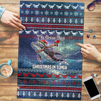 Tonga Christmas Puzzle with Singing Whale Ocean Scene National Coat of Arms - Polynesian Pride