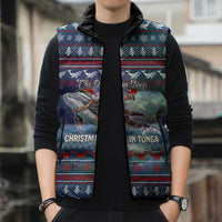Tonga Christmas Sleeveless Puffer Jacket with Singing Whale Ocean Scene National Coat of Arms - Polynesian Pride
