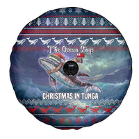 Tonga Christmas Spare Tire Cover with Singing Whale Ocean Scene National Coat of Arms - Polynesian Pride