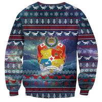 Tonga Christmas Sweatshirt with Singing Whale Ocean Scene National Coat of Arms - Polynesian Pride