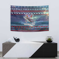 Tonga Christmas Tapestry with Singing Whale Ocean Scene National Coat of Arms - Polynesian Pride