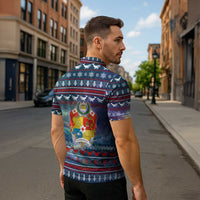 Tonga Christmas Zipper Polo Shirt with Singing Whale Ocean Scene National Coat of Arms - Polynesian Pride