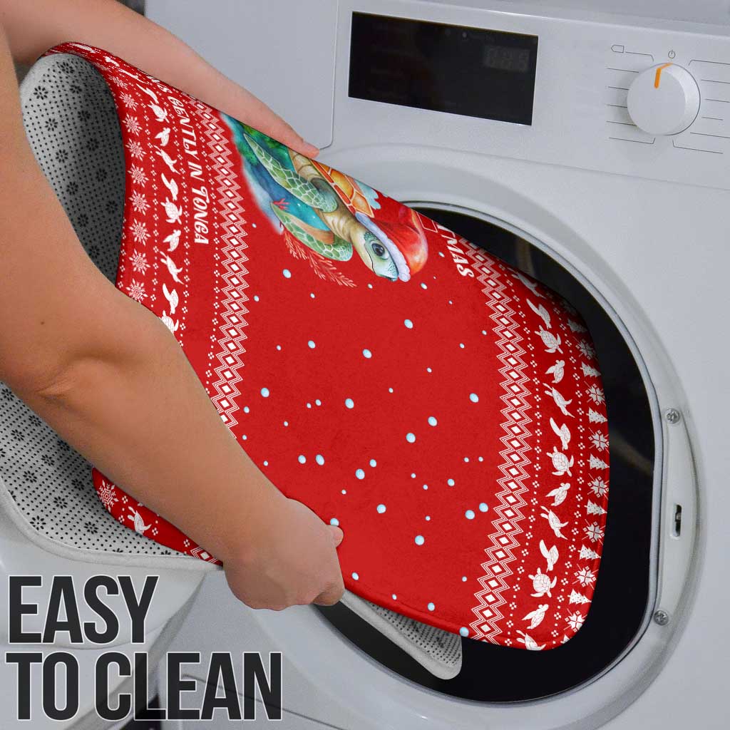 Tonga Christmas Bathroom Set with Sea Turtle Coral Reef Design Snowflake Pattern and National Emblem - Polynesian Pride