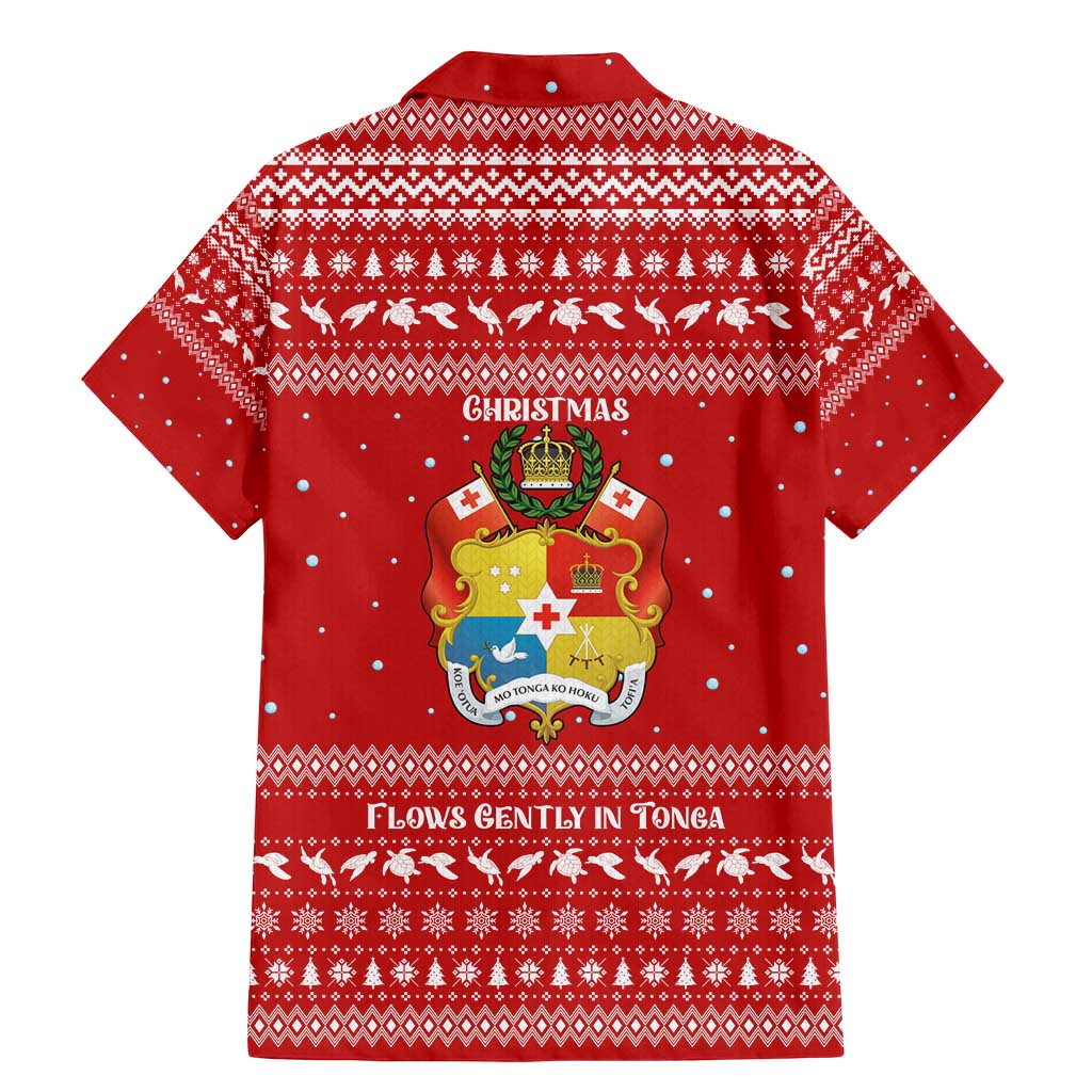 Tonga Christmas Family Matching Mermaid Dress and Hawaiian Shirt with Sea Turtle Coral Reef Design Snowflake Pattern and National Emblem - Polynesian Pride
