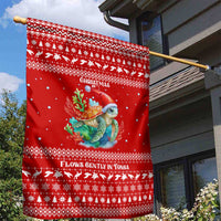 Tonga Christmas Garden Flag with Sea Turtle Coral Reef Design Snowflake Pattern and National Emblem - Polynesian Pride