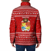Tonga Christmas Padded Jacket with Sea Turtle Coral Reef Design Snowflake Pattern and National Emblem - Polynesian Pride