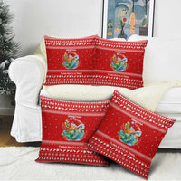 Tonga Christmas Pillow Cover with Sea Turtle Coral Reef Design Snowflake Pattern and National Emblem - Polynesian Pride