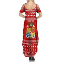 Tonga Christmas Summer Maxi Dress with Sea Turtle Coral Reef Design Snowflake Pattern and National Emblem - Polynesian Pride