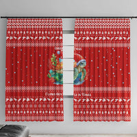 Tonga Christmas Window Curtain with Sea Turtle Coral Reef Design Snowflake Pattern and National Emblem - Polynesian Pride