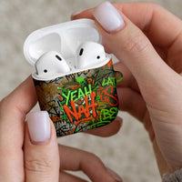 Yeah Nah Graffiti Skull New Zealand Slang AirPods Case Kiwi Grunge Brick Wall and Bold Urban Street Art