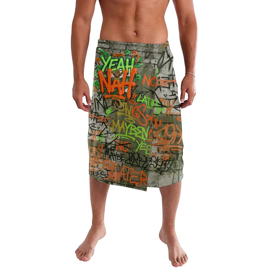 Yeah Nah Graffiti Skull New Zealand Slang Lavalava Kiwi Grunge Brick Wall and Bold Urban Street Art