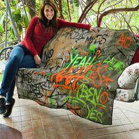 Yeah Nah Graffiti Skull New Zealand Slang Quilt Kiwi Grunge Brick Wall and Bold Urban Street Art