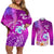 Hawaii Plumeria Flower Couples Matching Off Shoulder Short Dress and Long Sleeve Button Shirts Plumeria FLowers And Polynesian Pattern TS04 Gradient - Polynesian Pride