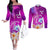 Hawaii Plumeria Flower Couples Matching Off The Shoulder Long Sleeve Dress and Long Sleeve Button Shirts Plumeria FLowers And Polynesian Pattern TS04 Gradient - Polynesian Pride
