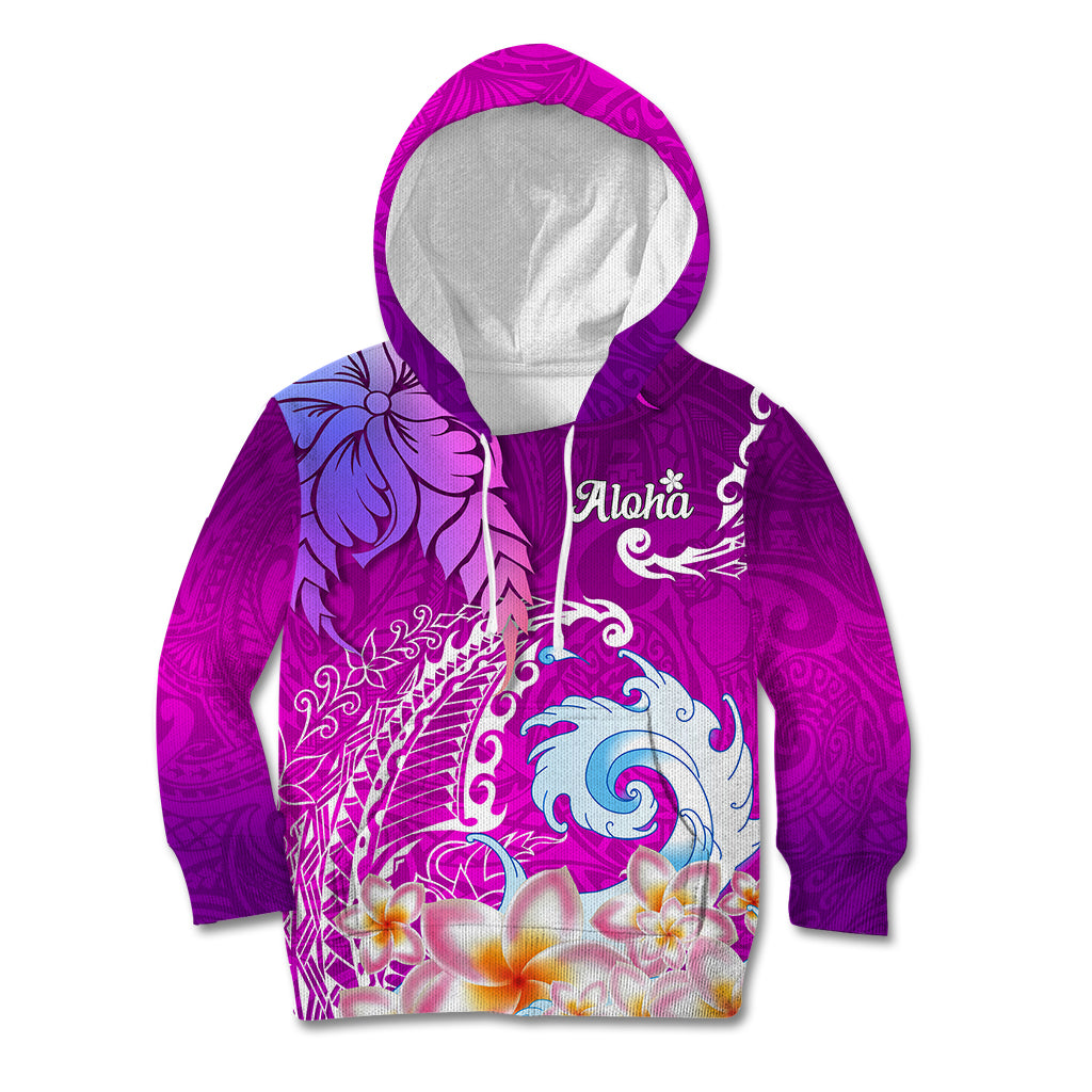 Hawaii Plumeria Flower Kid Hoodie Plumeria FLowers And Polynesian Pattern TS04 Gradient - Polynesian Pride