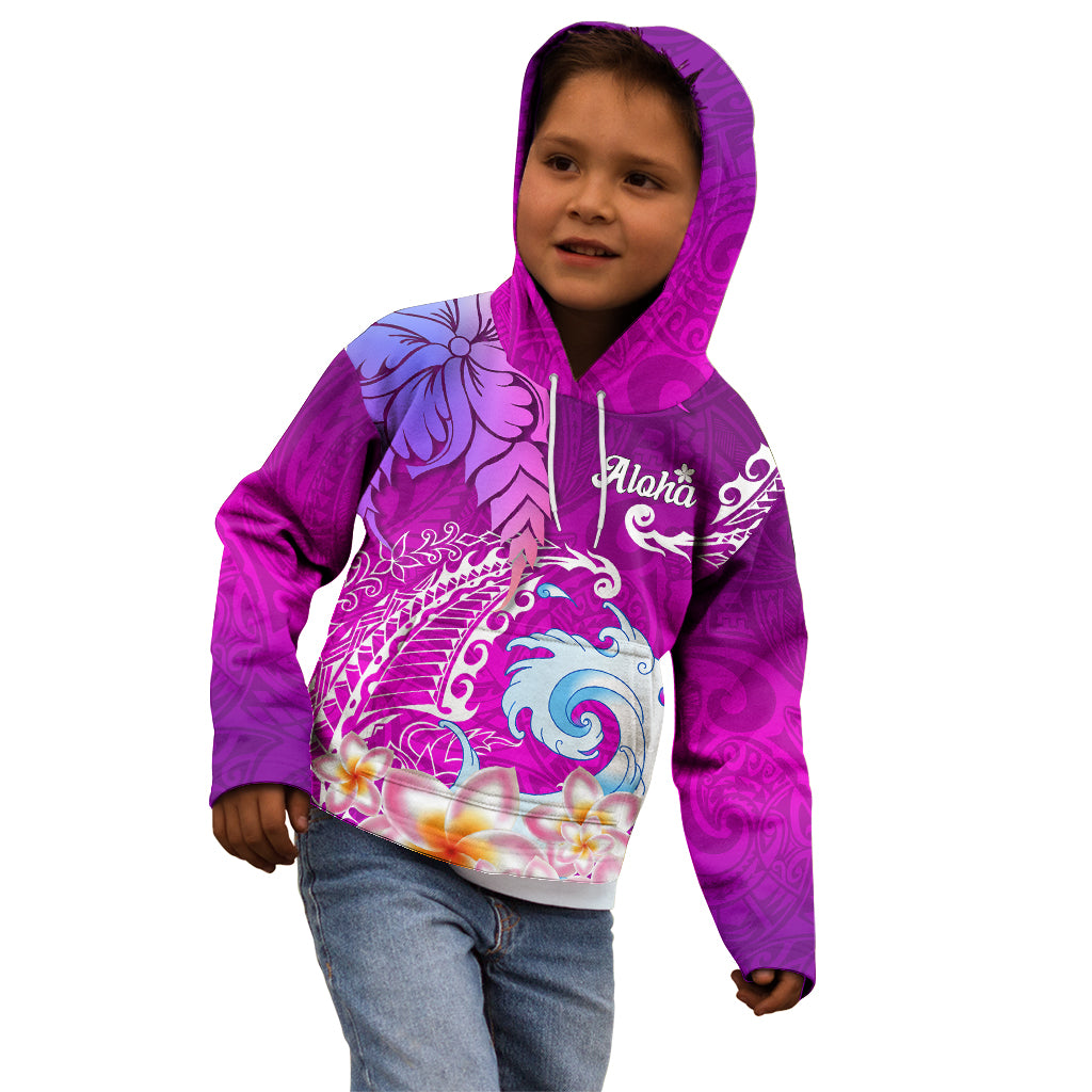 Hawaii Plumeria Flower Kid Hoodie Plumeria FLowers And Polynesian Pattern TS04 - Polynesian Pride
