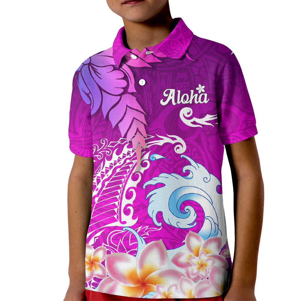 Hawaii Plumeria Flower Kid Polo Shirt Plumeria FLowers And Polynesian Pattern TS04 Kid Gradient - Polynesian Pride