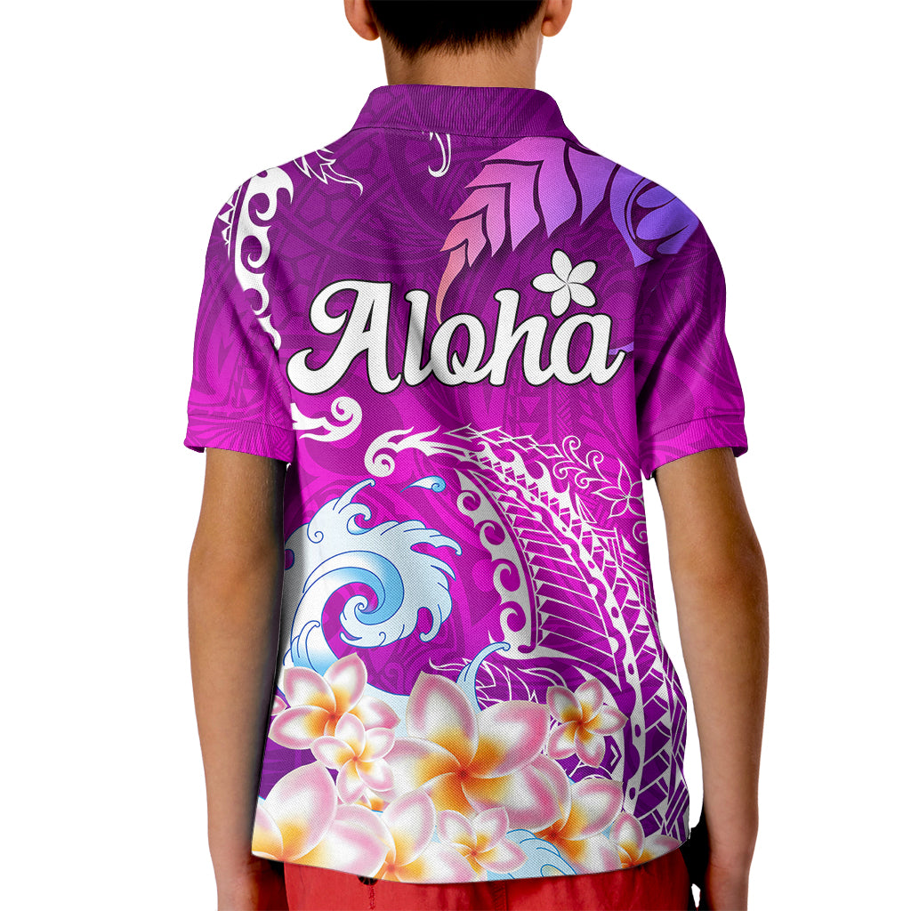 Hawaii Plumeria Flower Kid Polo Shirt Plumeria FLowers And Polynesian Pattern TS04 - Polynesian Pride