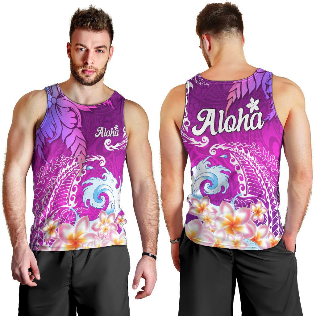 Hawaii Plumeria Flower Men Tank Top Plumeria FLowers And Polynesian Pattern TS04 - Polynesian Pride