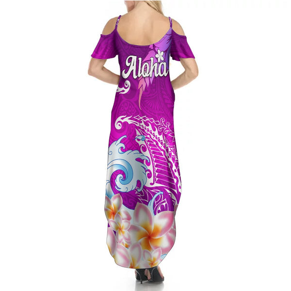 Hawaii Plumeria Flower Long Sleeve Bodycon Dress Plumeria FLowers And Polynesian Pattern TS04 main image 1