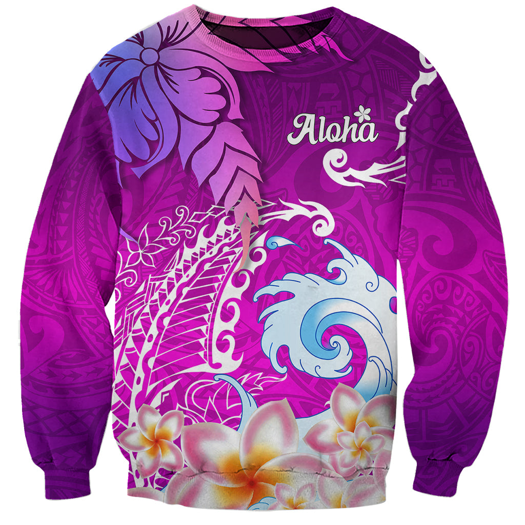 Hawaii Plumeria Flower Sweatshirt Plumeria FLowers And Polynesian Pattern TS04 Unisex Gradient - Polynesian Pride