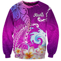 Hawaii Plumeria Flower Sweatshirt Plumeria FLowers And Polynesian Pattern TS04 Unisex Gradient - Polynesian Pride