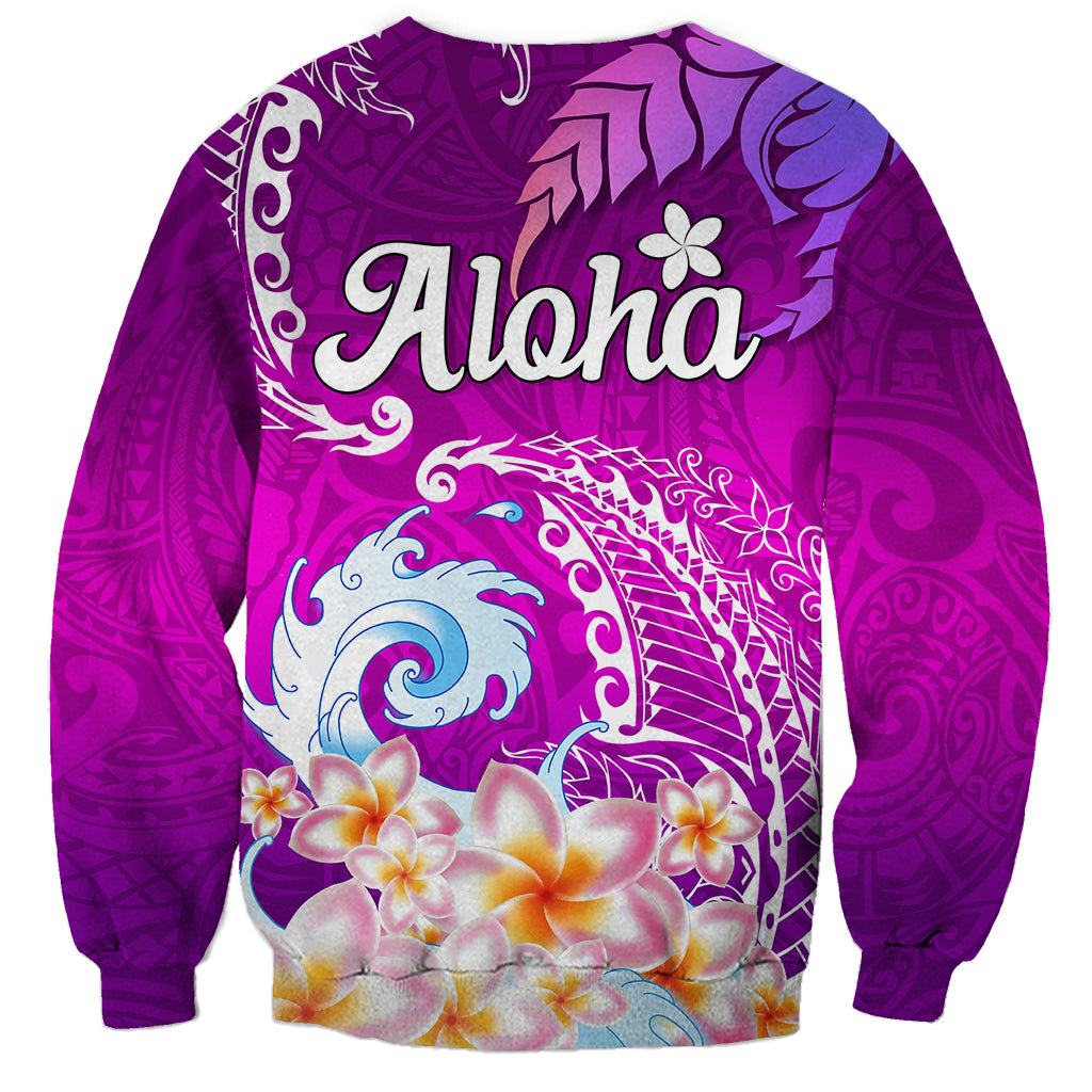 Hawaii Plumeria Flower Sweatshirt Plumeria FLowers And Polynesian Pattern TS04 - Polynesian Pride