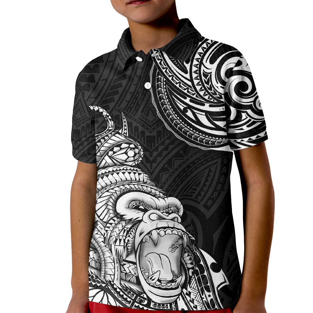 Hawaii Polynesian Kid Polo Shirt Gorila Tatoo Polynesian Style TS04 Kid Black - Polynesian Pride