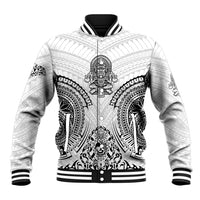 Hawaii Polynesian Baseball Jacket Warrior symbol TS04 Unisex White - Polynesian Pride