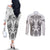Hawaii Polynesian Couples Matching Off The Shoulder Long Sleeve Dress and Long Sleeve Button Shirts Warrior symbol TS04 - Polynesian Pride