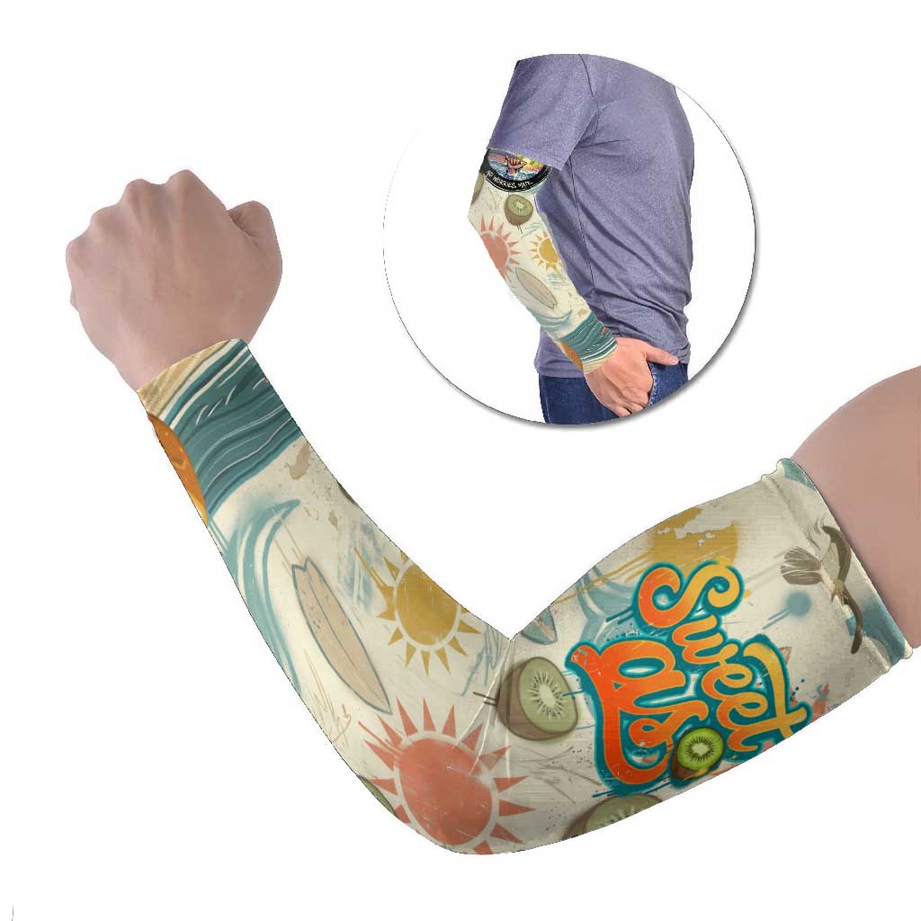 NZ Slang Sweet As Kiwi Shaka Sign Arm Sleeves New Zealand Surfboards Sun and Tropical Beach Retro