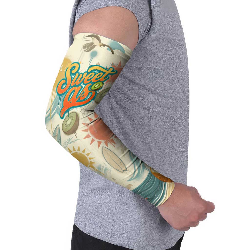NZ Slang Sweet As Kiwi Shaka Sign Arm Sleeves New Zealand Surfboards Sun and Tropical Beach Retro
