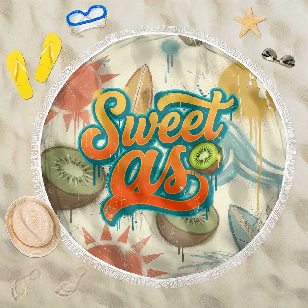 NZ Slang Sweet As Kiwi Shaka Sign Beach Blanket New Zealand Surfboards Sun and Tropical Beach Retro