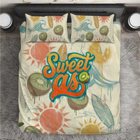 NZ Slang Sweet As Kiwi Shaka Sign Bedding Set New Zealand Surfboards Sun and Tropical Beach Retro