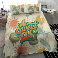NZ Slang Sweet As Kiwi Shaka Sign Bedding Set New Zealand Surfboards Sun and Tropical Beach Retro