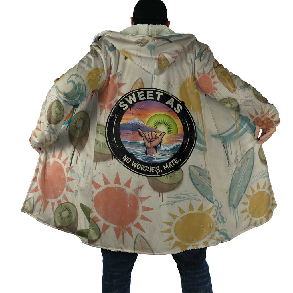 NZ Slang Sweet As Kiwi Shaka Sign Cloak New Zealand Surfboards Sun and Tropical Beach Retro