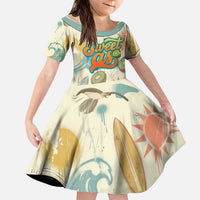 NZ Slang Sweet As Kiwi Shaka Sign Family Matching Tank Maxi Dress and Hawaiian Shirt New Zealand Surfboards Sun and Tropical Beach Retro TS04 Daughter's Dress Beige - Polynesian Pride