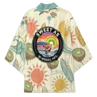 NZ Slang Sweet As Kiwi Shaka Sign Kimono New Zealand Surfboards Sun and Tropical Beach Retro