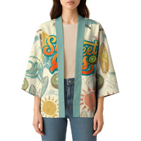 NZ Slang Sweet As Kiwi Shaka Sign Kimono New Zealand Surfboards Sun and Tropical Beach Retro