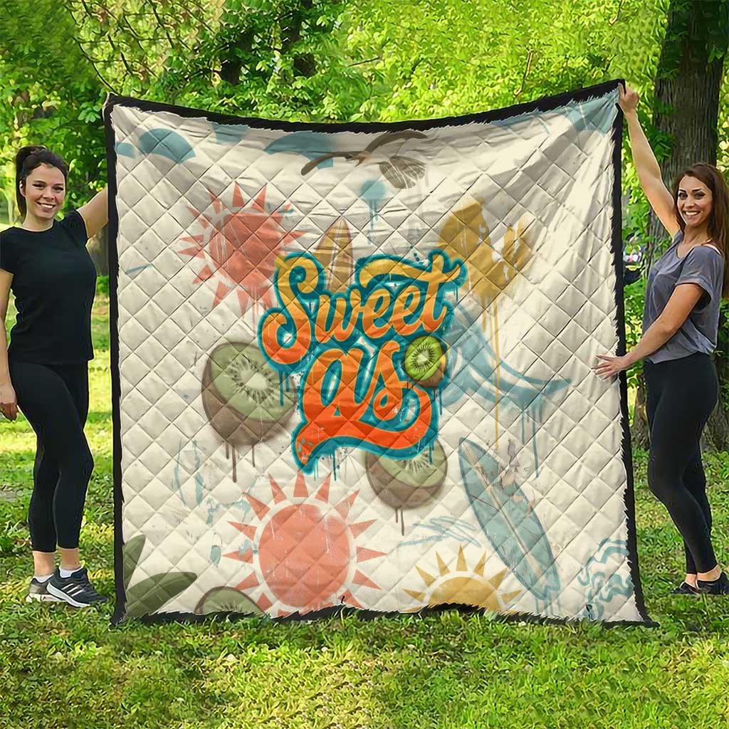 NZ Slang Sweet As Kiwi Shaka Sign Quilt New Zealand Surfboards Sun and Tropical Beach Retro