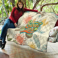 NZ Slang Sweet As Kiwi Shaka Sign Quilt New Zealand Surfboards Sun and Tropical Beach Retro