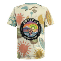 NZ Slang Sweet As Kiwi Shaka Sign Rugby Jersey New Zealand Surfboards Sun and Tropical Beach Retro