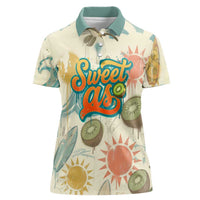 NZ Slang Sweet As Kiwi Shaka Sign Women Polo Shirt New Zealand Surfboards Sun and Tropical Beach Retro
