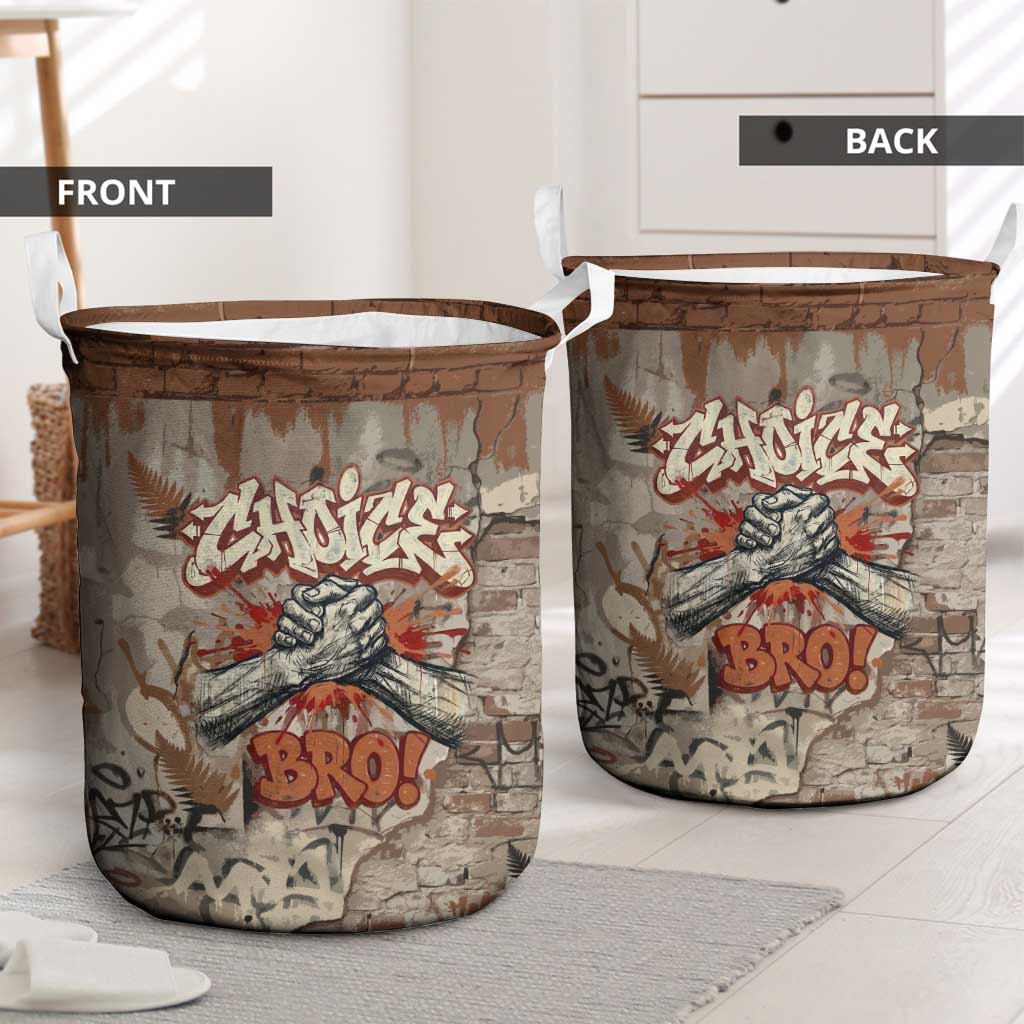 Choice Bro Graffiti Handshake Laundry Basket New Zealand Slang Fern Brick Wall and Urban Street Art